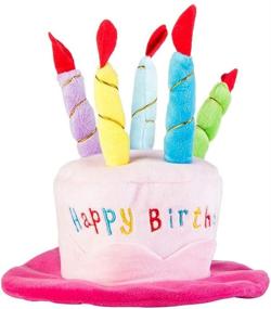 img 2 attached to 🐶 Cute Adorable Dog Cat Birthday Cake Hat: Party Cap with 5 Color Candles Design - Pink, One Size Fits Most