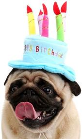 img 3 attached to 🐶 Cute Adorable Dog Cat Birthday Cake Hat: Party Cap with 5 Color Candles Design - Pink, One Size Fits Most