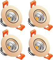 💡 lightingwill 2inch led dimmable downlight: 3w cob recessed ceiling light, daylight white 5500k-6000k, cri80, 25w halogen bulbs equivalent - gold (4pack) логотип