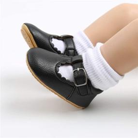 img 3 attached to 👶 HsdsBebe Baby Girls Mary Jane Flats Bow Non-Slip Soft Sole Princess First Walkers Sneaker Wedding Shoes