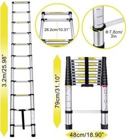 img 3 attached to 🪜 Gimify 10.5 FT Telescoping Telescopic Extension Ladder - Lightweight Aluminum Alloy, Extendable Steps, 330 lbs Capacity - Ideal for Roofing Business, Household Use, RV Outdoor Work