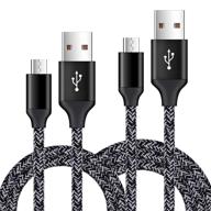 2-pack short micro usb cables 1.6+3ft - fast charging power cords compatible with samsung galaxy j7, s6, 🔌 s7 edge, j3, note 3, 4, 5, tablet s2, s4, lg stylo 2/3 plus - android phone charger cables logo