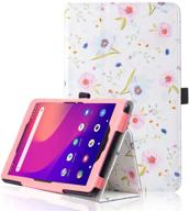 🌸 caweet cases for metroby t-mobile alcatel joy tab 2 tablet 2020 release model 9032z: stylish white flower pu leather stand cover with pen holder - protect your device! logo