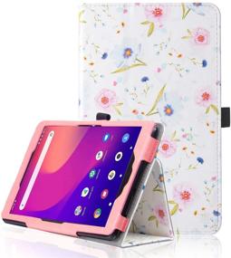 img 4 attached to 🌸 Caweet Cases for Metroby T-Mobile Alcatel Joy Tab 2 Tablet 2020 Release Model 9032Z: Stylish White Flower PU Leather Stand Cover with Pen Holder - Protect Your Device!