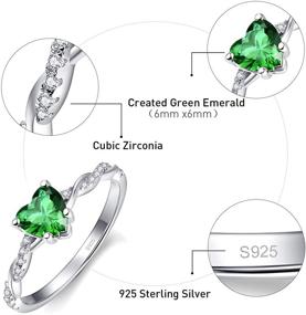 img 2 attached to 💚 BONLAVIE 1.25ct Women's Heart Promise Ring - 925 Sterling Silver Heart Cut Created Green Emerald Engagement Wedding Ring for Women - Available in Sizes 5-10