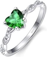 💚 bonlavie 1.25ct women's heart promise ring - 925 sterling silver heart cut created green emerald engagement wedding ring for women - available in sizes 5-10 logo