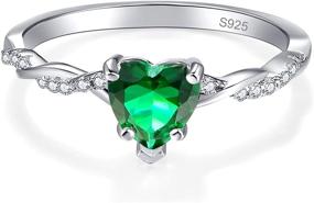 img 3 attached to 💚 BONLAVIE 1.25ct Women's Heart Promise Ring - 925 Sterling Silver Heart Cut Created Green Emerald Engagement Wedding Ring for Women - Available in Sizes 5-10