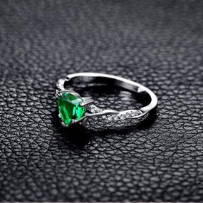 img 1 attached to 💚 BONLAVIE 1.25ct Women's Heart Promise Ring - 925 Sterling Silver Heart Cut Created Green Emerald Engagement Wedding Ring for Women - Available in Sizes 5-10