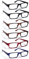👓 6 pack reading glasses by boost eyewear, traditional frames in black, tortoise shell, blue and red, for men and women, with comfort spring loaded hinges, assorted colors, set of 6 pairs logo