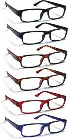 img 4 attached to 👓 6 Pack Reading Glasses by BOOST EYEWEAR, Traditional Frames in Black, Tortoise Shell, Blue and Red, for Men and Women, with Comfort Spring Loaded Hinges, Assorted Colors, Set of 6 Pairs