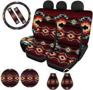 🚗 стильные автоковрики navajo southwest для женщин: набор аксессуаров для автомобиля aztec с чехлом на руль, накидками на ремни безопасности и многим другим логотип