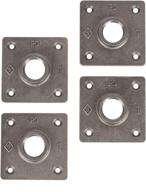 🔩 pipe décor 1" industrial flange: new square design, dark grey black floor flanges for vintage diy furniture & shelving - malleable cast iron pipes fittings: heavy duty, four pack логотип