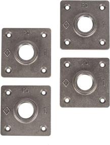 img 4 attached to 🔩 PIPE DÉCOR 1" Industrial Flange: New Square Design, Dark Grey Black Floor Flanges for Vintage DIY Furniture & Shelving - Malleable Cast Iron Pipes Fittings: Heavy Duty, Four Pack
