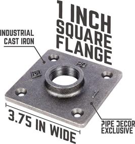 img 3 attached to 🔩 PIPE DÉCOR 1" Industrial Flange: New Square Design, Dark Grey Black Floor Flanges for Vintage DIY Furniture & Shelving - Malleable Cast Iron Pipes Fittings: Heavy Duty, Four Pack