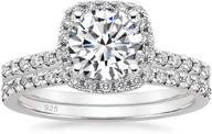 💍 elegant eamti 1.25ct sterling silver bridal rings sets: halo cz engagements ring for women, wedding bands & promise rings (size 4-11) logo