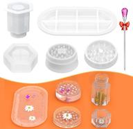🔪 large 3-piece resin grinder mold kit - rolling tray, silicone jar with lid, and epoxy casting mold for herb grinding and diy craft storage container making logo
