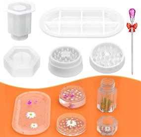 img 4 attached to 🔪 Large 3-Piece Resin Grinder Mold Kit - Rolling Tray, Silicone Jar with Lid, and Epoxy Casting Mold for Herb Grinding and DIY Craft Storage Container Making