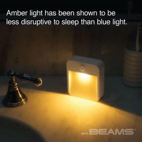 img 1 attached to 🌙 Sleep-Friendly Battery-Powered Motion-Sensing LED Stick-Anywhere Nightlight with Amber Color Light (1-Pack), White by Mr. Beams MB720A