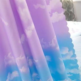 img 3 attached to 🛌 Mengersi Canopy Bed Curtains for Girls Twin Size Cloud Sky Rainbow Pattern Sheer Canopy Bed for Toddler Kids - Pink and SkyBlue