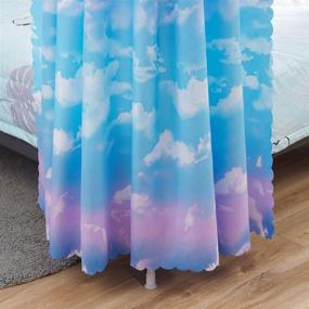 img 2 attached to 🛌 Mengersi Canopy Bed Curtains for Girls Twin Size Cloud Sky Rainbow Pattern Sheer Canopy Bed for Toddler Kids - Pink and SkyBlue