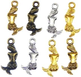 img 3 attached to 🧜 Wholesale 100pcs Mixed Mermaid Back Pendant Charm for Jewelry Making, Bracelet, and Necklace