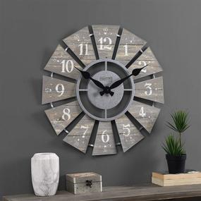 img 3 attached to FirsTime & Co. Gray Numeral Farmhouse Windmill 🕒 Clock - American Crafted, Cool Gray - 24x2x24 Inches