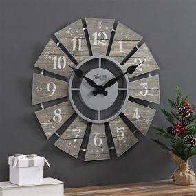 img 4 attached to FirsTime & Co. Gray Numeral Farmhouse Windmill 🕒 Clock - American Crafted, Cool Gray - 24x2x24 Inches