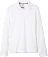 chic and comfortable: french toast girls' long sleeve interlock polo with picot collar logo