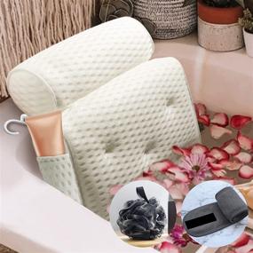 img 4 attached to 🛁 White Bathtub Bath Pillows – Anti-slip Spa Pillow with 4D Air Mesh Technology, 7 Non-Slip Suction Cups – Neck Support, Fits All Bathtub, Hot Tub, and Home Spa