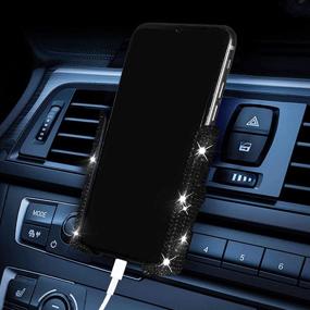 img 4 attached to 🚗 Stylish Bling Car Phone Mount with Crystal Auto Stand Holder – Universal 360°Adjustable Mini Dash Air Vent Phone Holder Accessory for Women and Girls (Black)