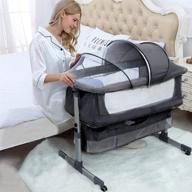 🛏️ ultimate comfort and convenience: 3-in-1 bedside sleeper bedside crib in grey - adjustable, portable, breathable net for baby bassinet and travel logo
