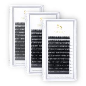 img 4 attached to SRCKFIZ 3-Pack C Curl Lash Extensions 0.07mm Mixed Tray Individual Eyelash Extensions: Salon-Quality Easy Fan Volume Lashes 8-15mm