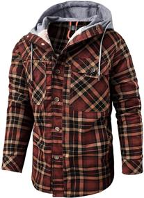 img 4 attached to Winter Corduroy Flannel Plaid Khaki Men's Clothing and Shirts by Chouyatou