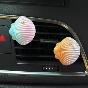 img 2 attached to 🚗 Stylish Car Air Vent Decorations: 2 Piece Cute Air Freshener Clips in Purple + Black