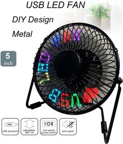 img 3 attached to SAYTAY 5-Inch USB Desk Fan With LED Message Display, Durable Metal Frame, Portable Cooling Fan for Home, Office, and Bedroom