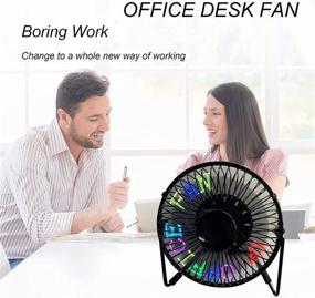 img 2 attached to SAYTAY 5-Inch USB Desk Fan With LED Message Display, Durable Metal Frame, Portable Cooling Fan for Home, Office, and Bedroom