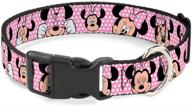 buckle-down minnie mouse polka dot pink white dog collar with plastic clip - multiple adjustable sizes for small, medium, and large dogs logo