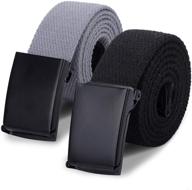 awaytr boys & girls school uniform cotton canvas web belts - set of 2 adjustable straps in multiple sizes logo