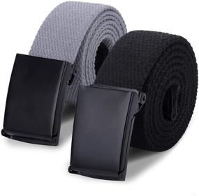 img 4 attached to AWAYTR Boys & Girls School Uniform Cotton Canvas Web Belts - Set of 2 Adjustable Straps in Multiple Sizes