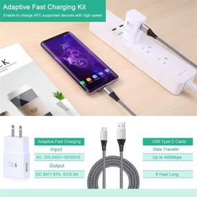 img 3 attached to 🔌 2 Pack Fast Charger Kit with 6ft USB Type C Cable - Qihop Adaptive Fast Charger Block Compatible with Samsung Galaxy S10/S10+/S10e/S9/S9 Plus/S8/S8+, Note 8/9, HTC and More