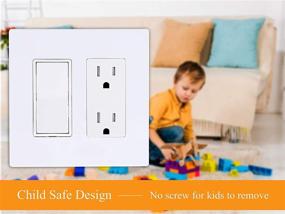img 2 attached to 🔌 Pack of 10 Cloudy Bay Screwless Electrical Wall Plate for Dimmer, Switch, Receptacle - 2-Gang Outlet Cover, Unbreakable White Polycarbonate Thermoplastic