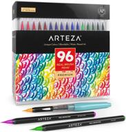 arteza real brush pens: 96 professional watercolor paint markers for painting, drawing, and coloring - non-toxic with flexible brush tips logo