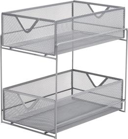 img 4 attached to 🗄️ Organize Your Space with Mind Reader 2 Tier Metal Mesh Storage Baskets – Ideal for Home, Office, Kitchen, Bathroom – Silver Organizer Solution