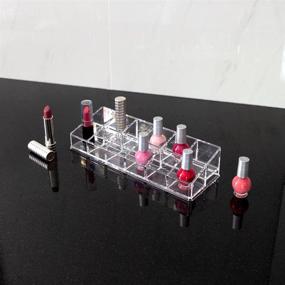 img 1 attached to 🏻 Organize your Nail Polish, Makeup, and Essential Oils with Isaac Jacobs Clear Acrylic 12 Compartment Holder - Rack Display for Storage Solution (2 Rows (x6))