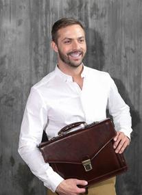 img 3 attached to Handmade Italian Leather Briefcase for Men - Classy Brown Laptop Bag Attache Case by Time Resistance