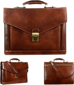 img 1 attached to Handmade Italian Leather Briefcase for Men - Classy Brown Laptop Bag Attache Case by Time Resistance