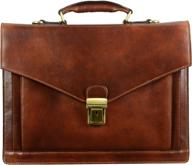 handmade italian leather briefcase for men - classy brown laptop bag attache case by time resistance logo