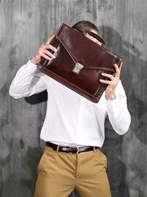 img 2 attached to Handmade Italian Leather Briefcase for Men - Classy Brown Laptop Bag Attache Case by Time Resistance