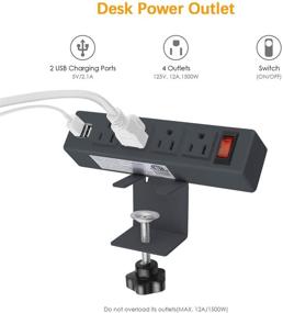 img 3 attached to 💡 Convenient Desk Clamp Power Strip with USB Ports, AC Outlets, and Removable Power Plugs - Grey Color