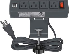 img 4 attached to 💡 Convenient Desk Clamp Power Strip with USB Ports, AC Outlets, and Removable Power Plugs - Grey Color